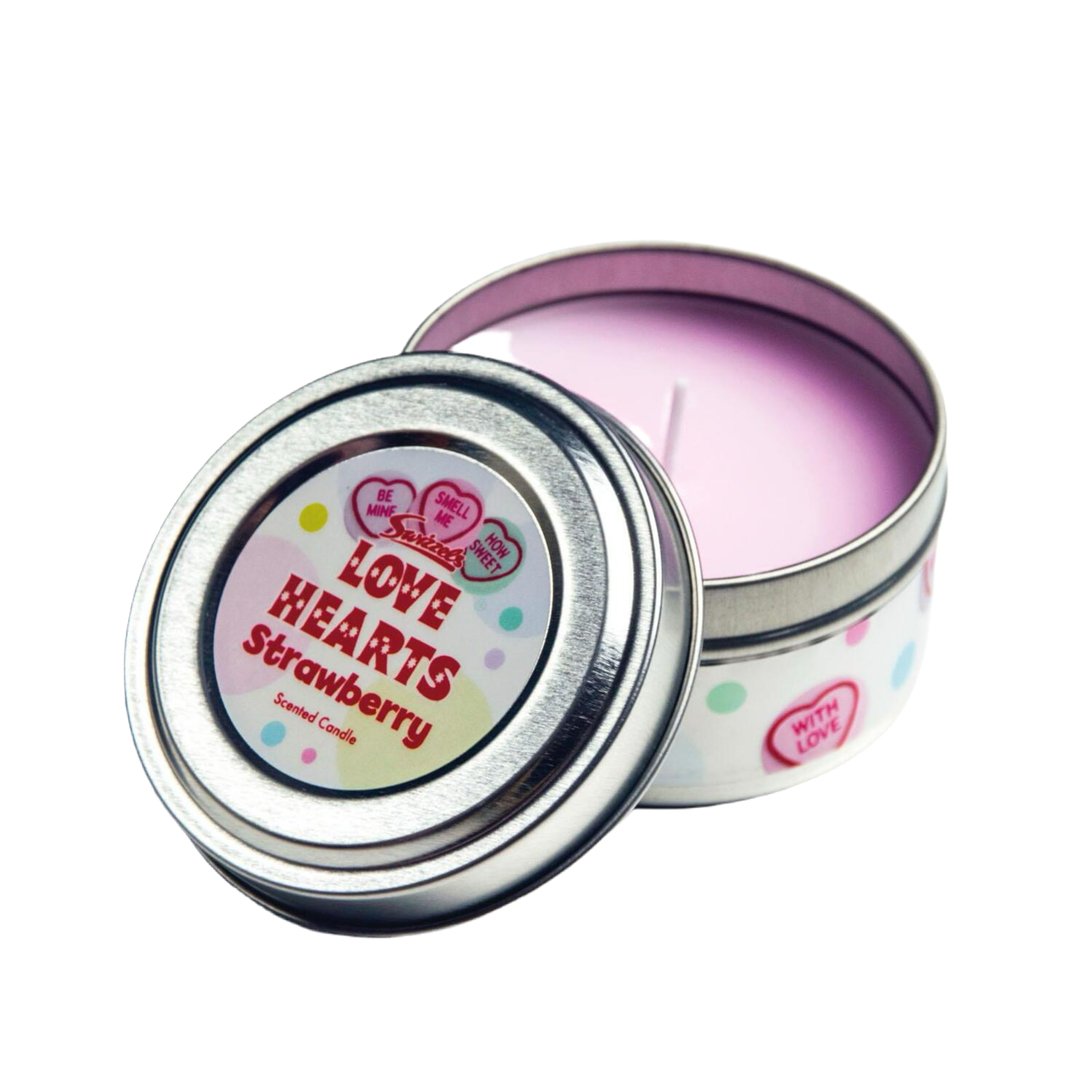 SWIZZELS Love Hearts Strawberry Scented Candle 85g SWIZZELS Love Hearts Strawberry Scented Candle 85g